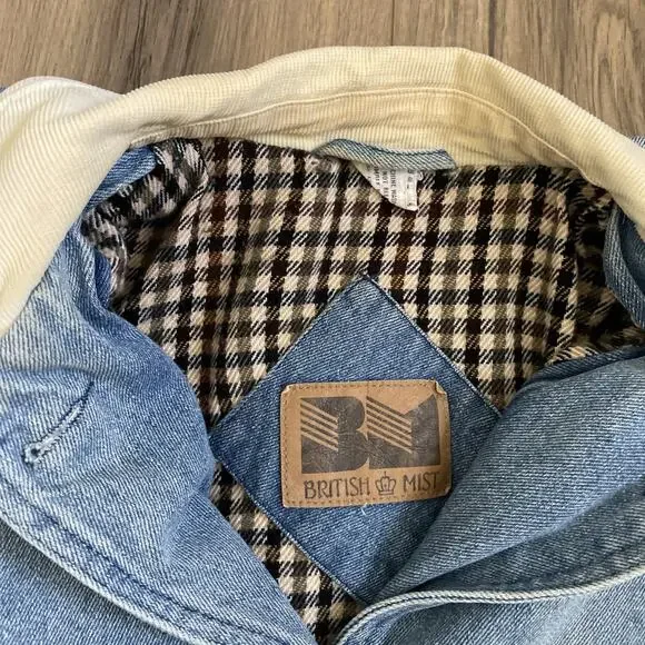 Vintage Blanket Lined Light Wash Denim Barn Chore Jacket Coat Large Read Stain - Picture 9 of 15